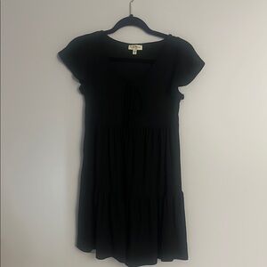 See You Monday Black Flutter Sleeve Mini Sundress